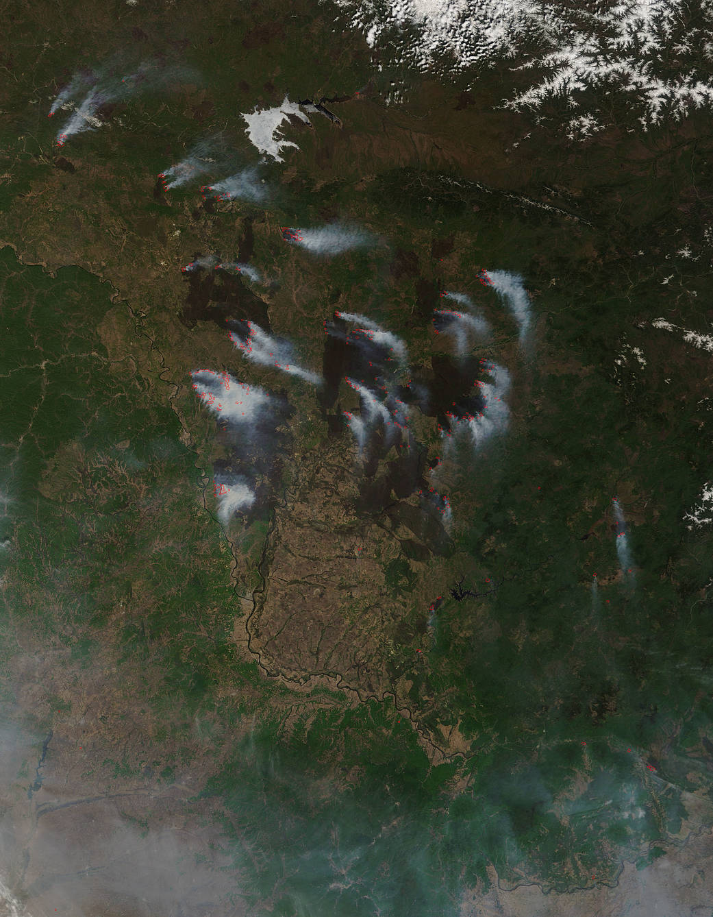 Wildfires in Russia from above