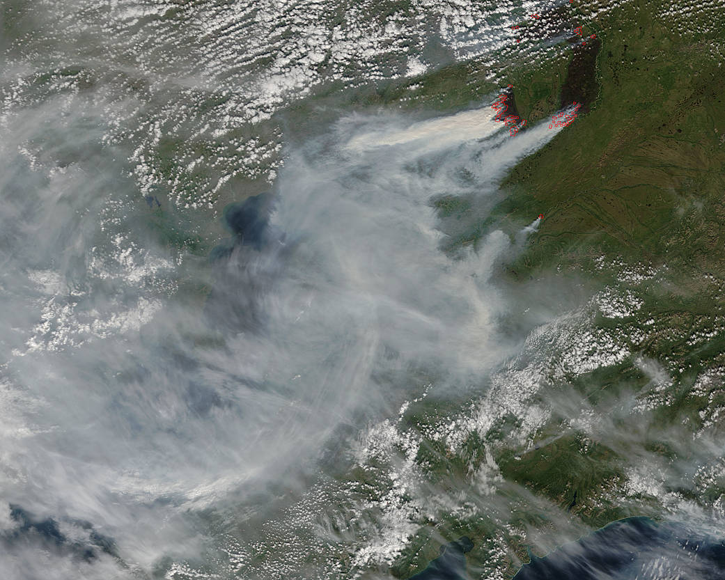 Smoke from fires in Siberia