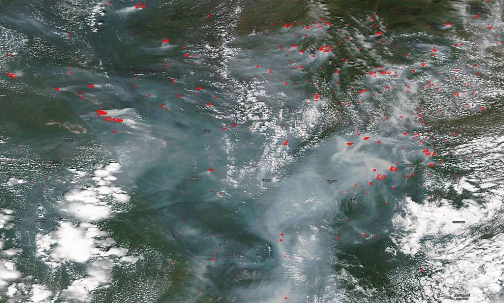 NASA’s Aqua Satellite Shows Siberian Fires Filling Skies With Smoke