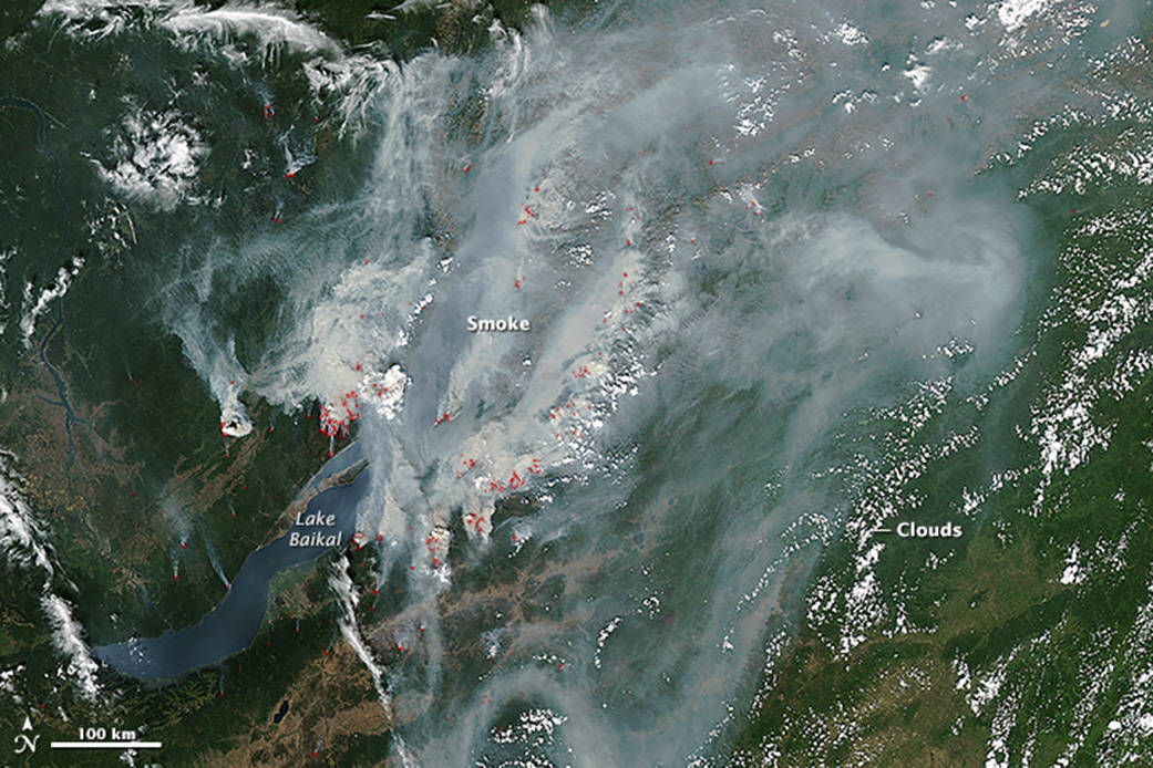 MODIS image of fires in Siberia