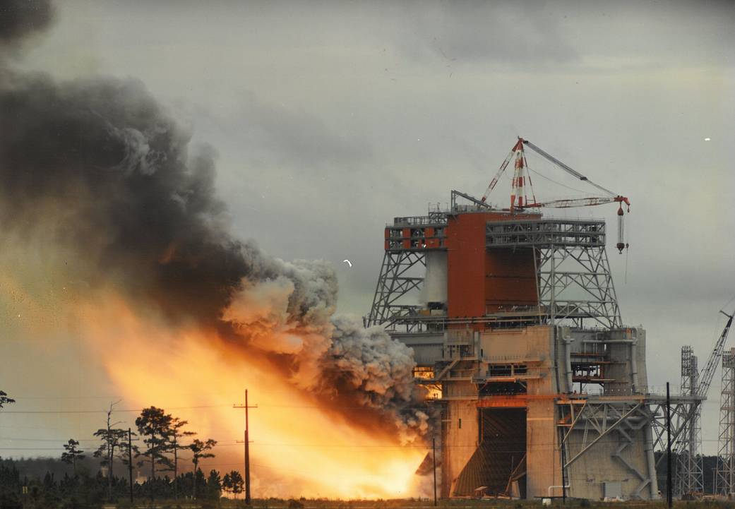 This week in 1967, the first stage of the Apollo 9 Saturn V rocket, S-IC-4, was acceptance fired at Mississippi Test Facility.