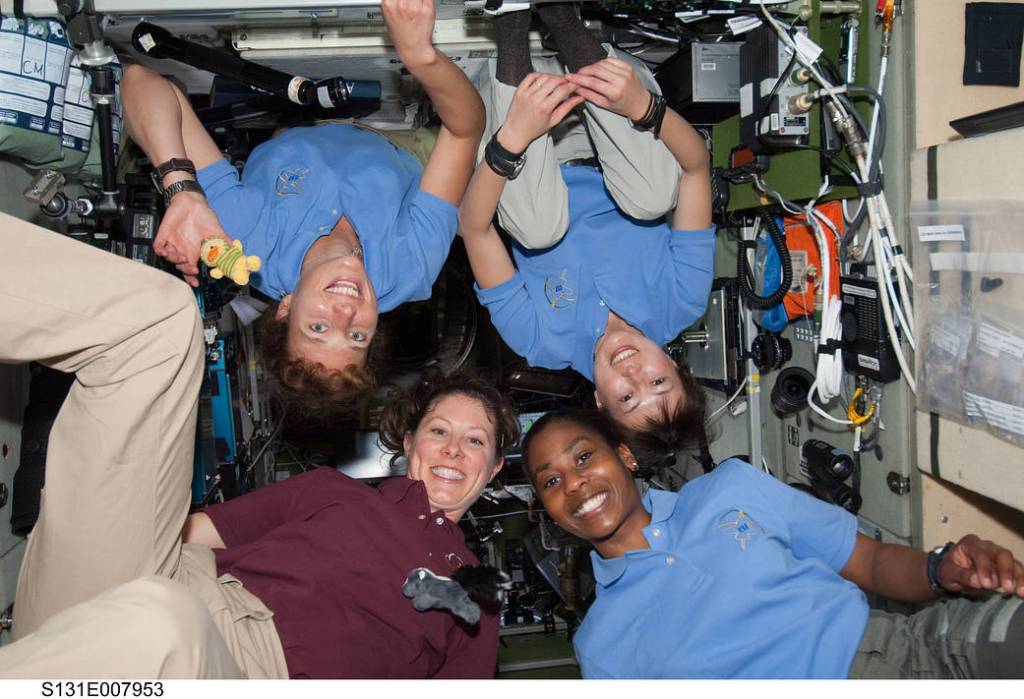 Four Women Astronauts Pose for Photo Aboard the Space Station