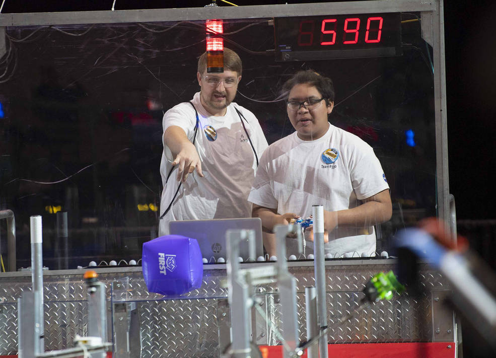 Teams compete during the inaugural FIRST Robotics Magnolia Regional Competition in Laurel, Mississippi, on March 17, 2023