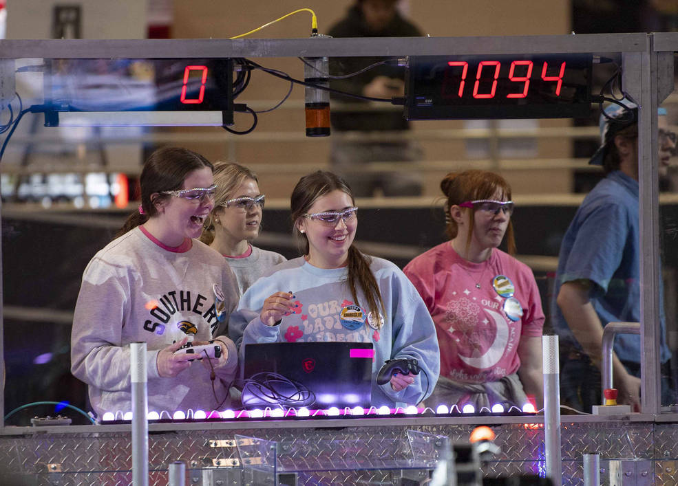 Teams compete during the inaugural FIRST Robotics Magnolia Regional Competition in Laurel, Mississippi, on March 17, 2023