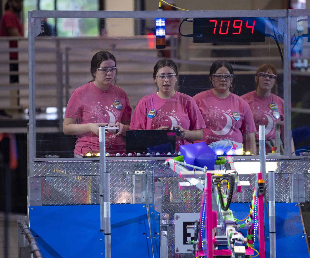 Teams compete during the inaugural FIRST Robotics Magnolia Regional Competition in Laurel, Mississippi, on March 17, 2023