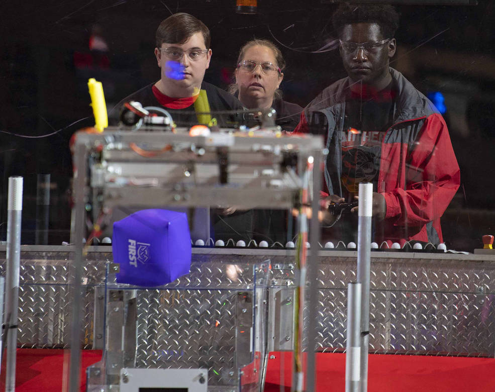 Teams compete during the inaugural FIRST Robotics Magnolia Regional Competition in Laurel, Mississippi, on March 17, 2023