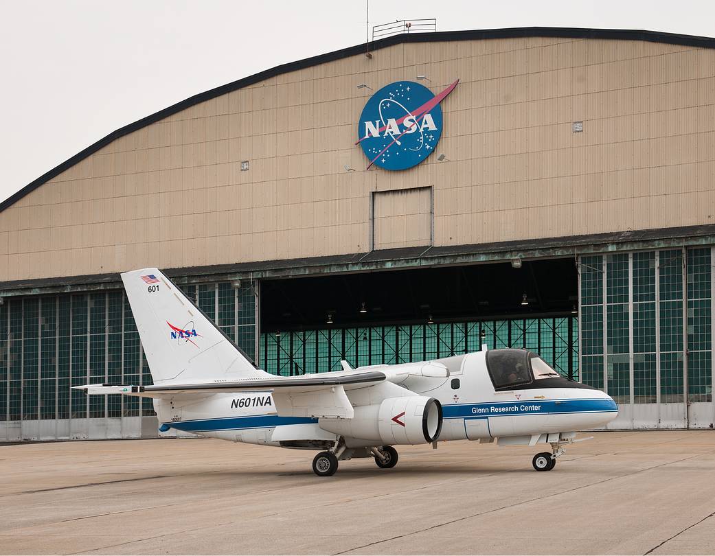 An S-3B Viking at the NASA Glenn’s Flight Research Building.