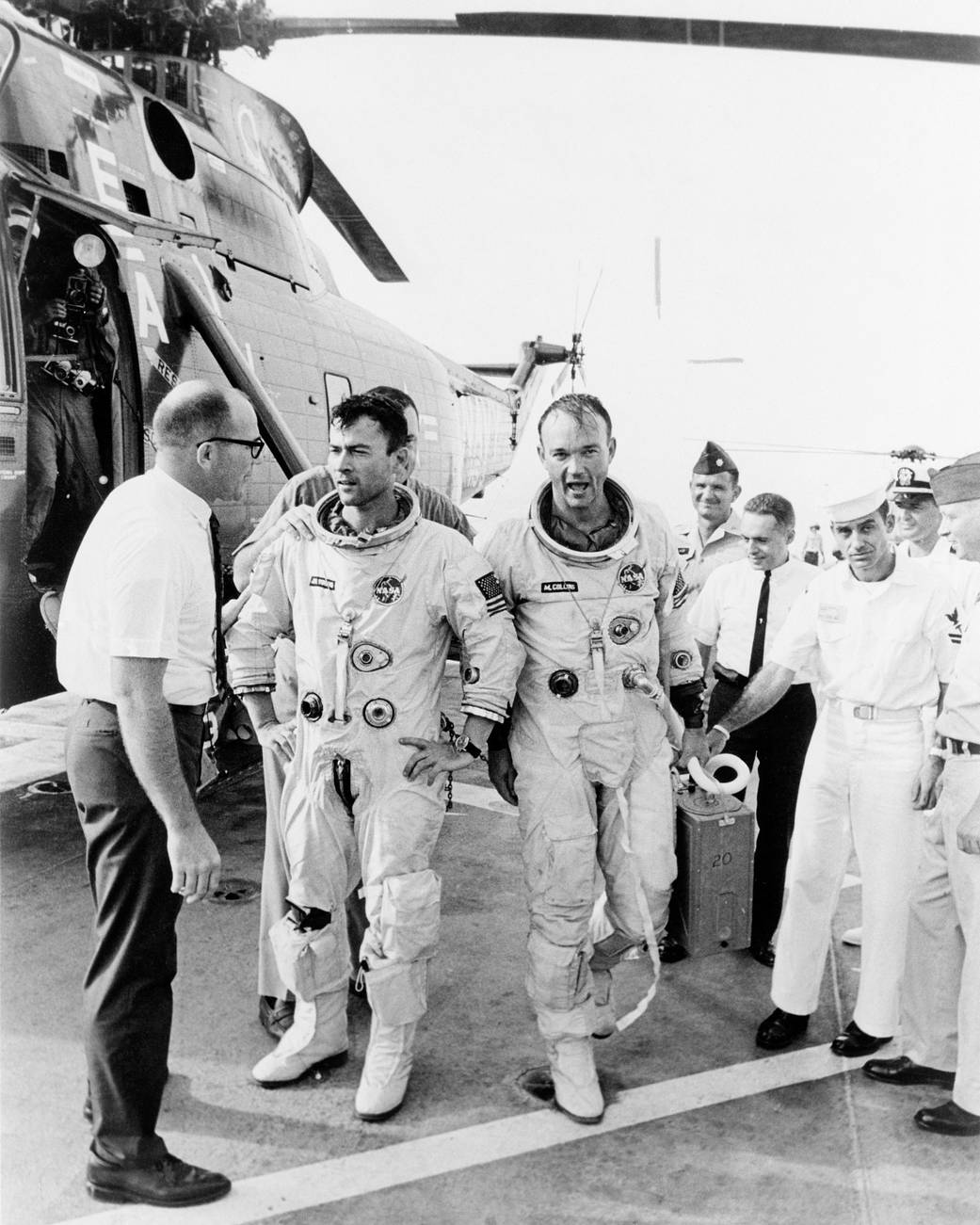 Gemini X crew on recovery ship