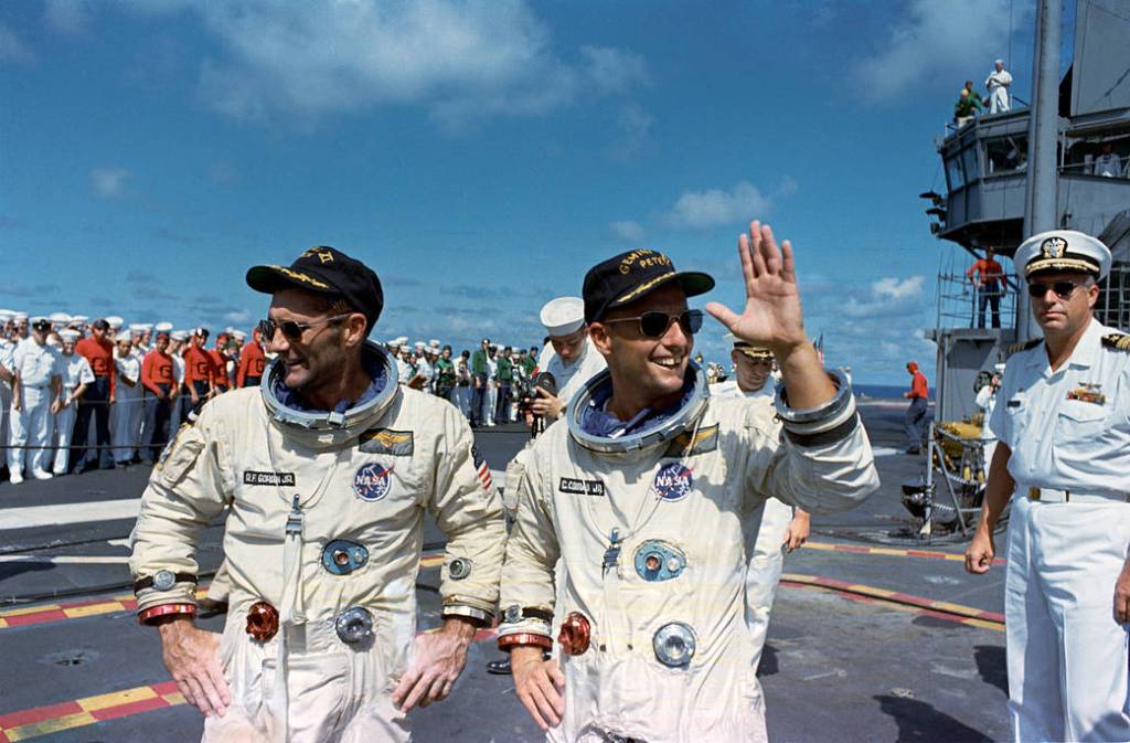 Astronauts Conrad and Gordon After Splashdown