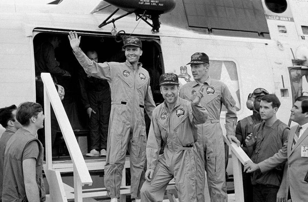 Apollo 13 Crew Aboard USS Iwo Jima