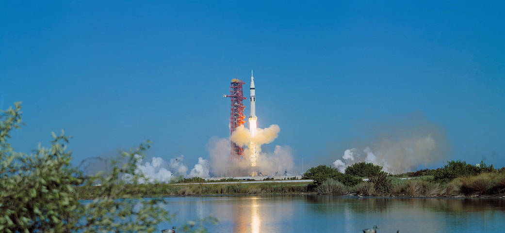 The Skylab 4/Saturn 1B space vehicle is launched from Pad B, Launch Complex 39, Kennedy Space Center, Florida, at 9:01:23 a.m. (