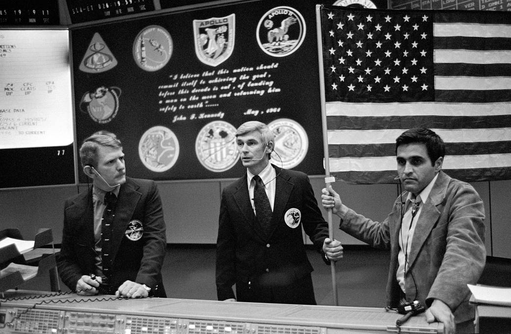 Apollo 17 console with flight directors