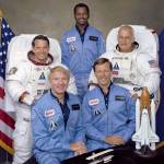 Official portrait of five member space shuttle crew