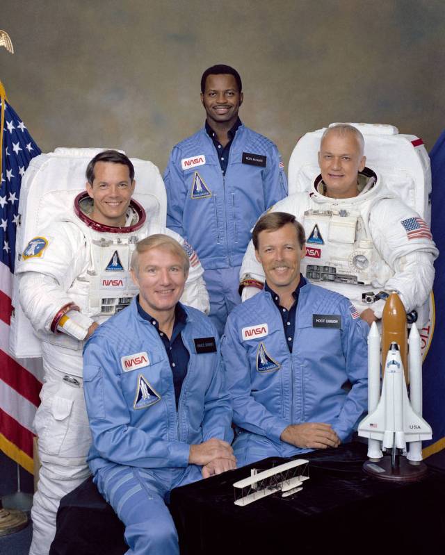 Official portrait of five member space shuttle crew
