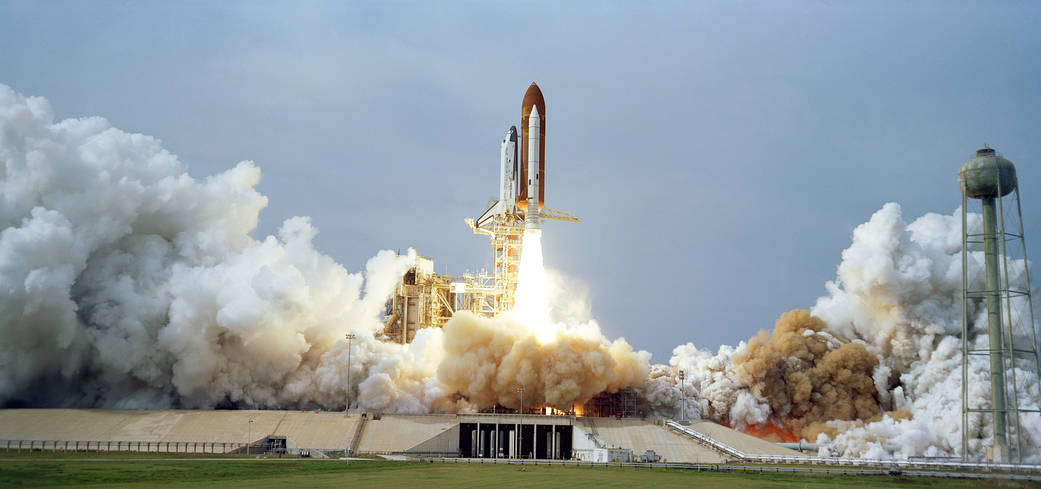 Liftoff of space shuttle