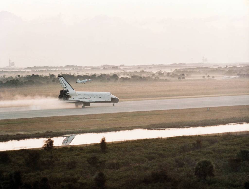 Space shuttle Challenger completes STS-41B.