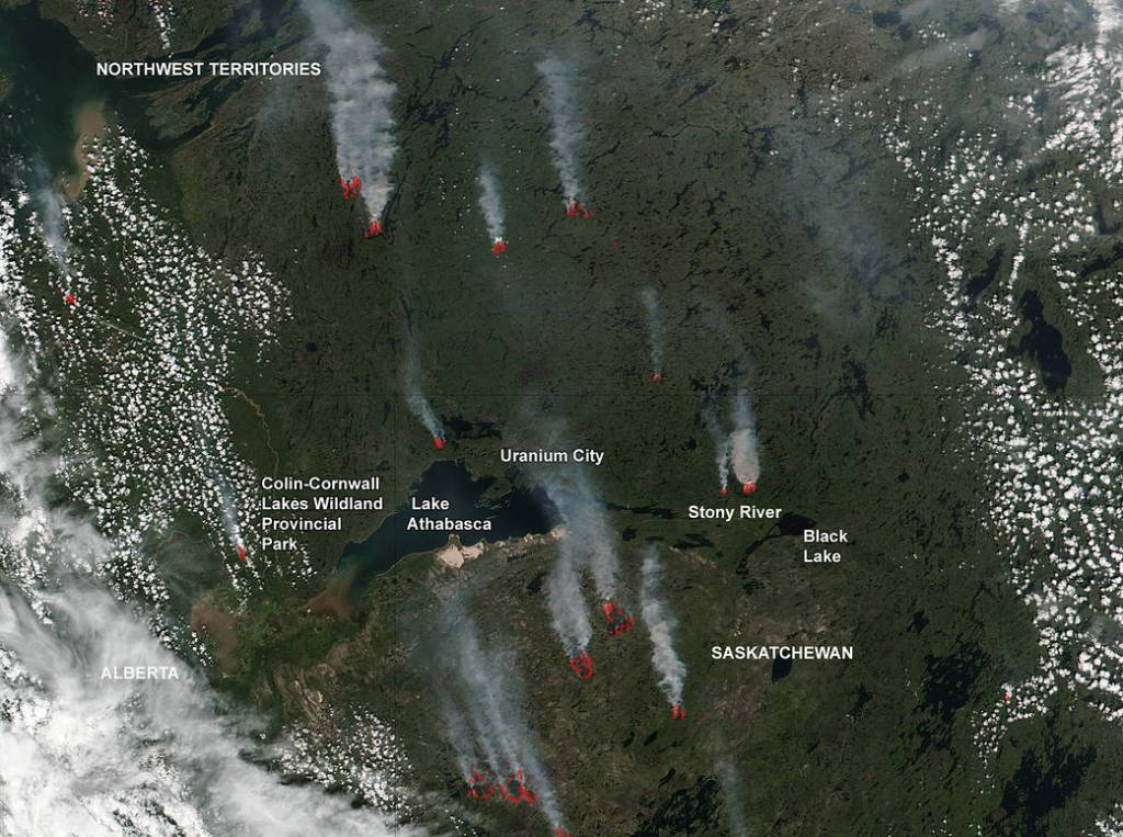 Fires in Saskatchewan, Northwest Territories, Canada