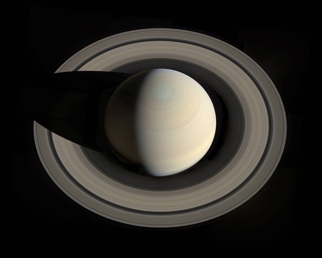 Portrait looking down on Saturn