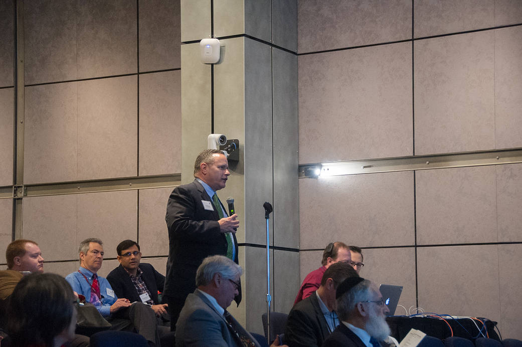 Person at a microphone