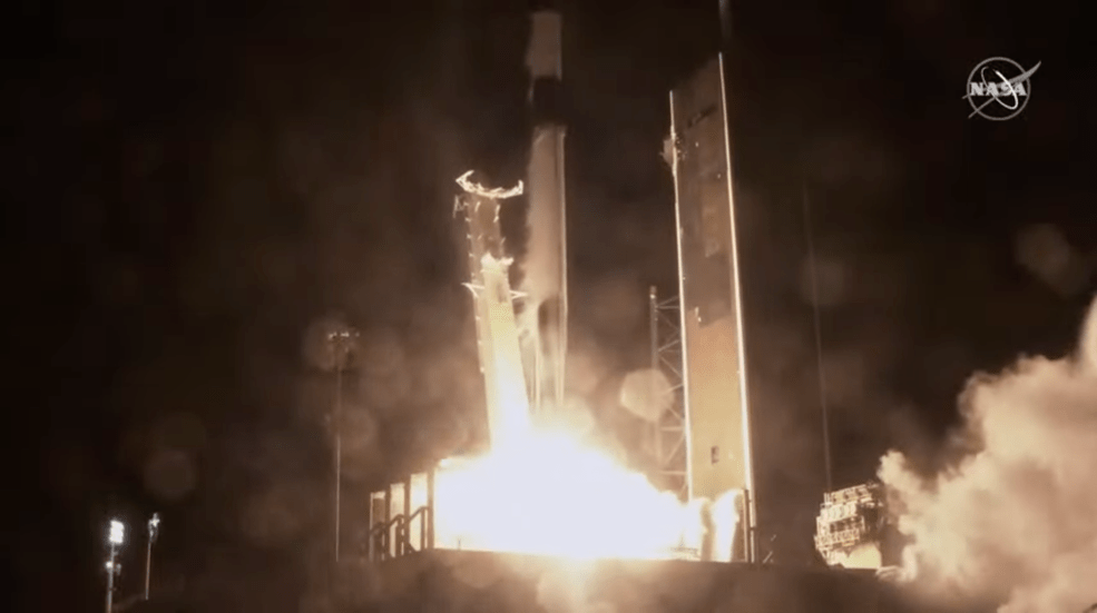 Carrying more than 6,200 pounds of science experiments, crew supplies, and other cargo, the SpaceX Dragon spacecraft was launched to the space station by a Falcon 9 rocket.