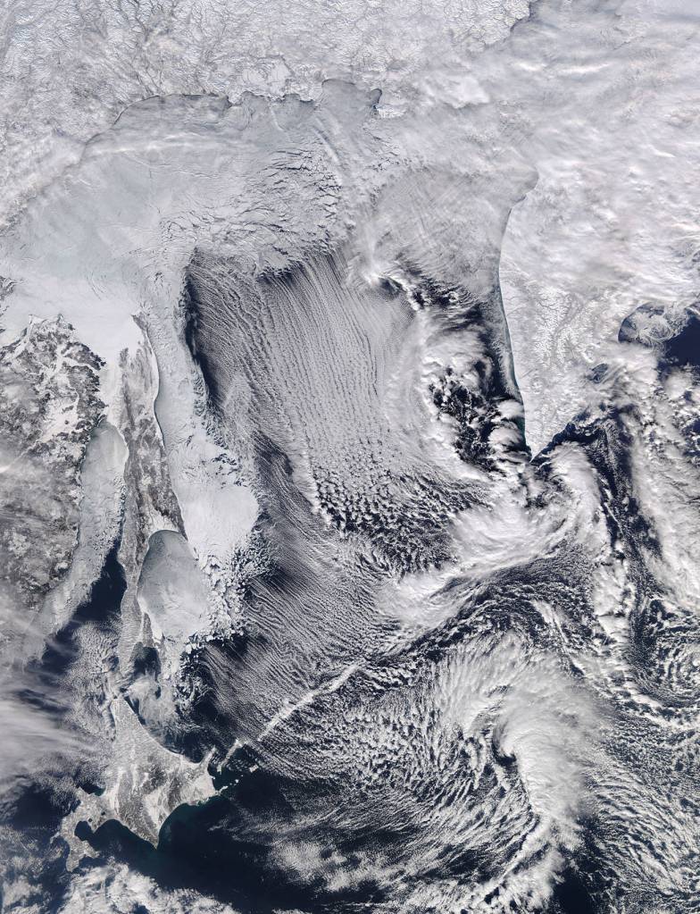 Sea Ice and Cloud Streets in the Sea of Okhotsk