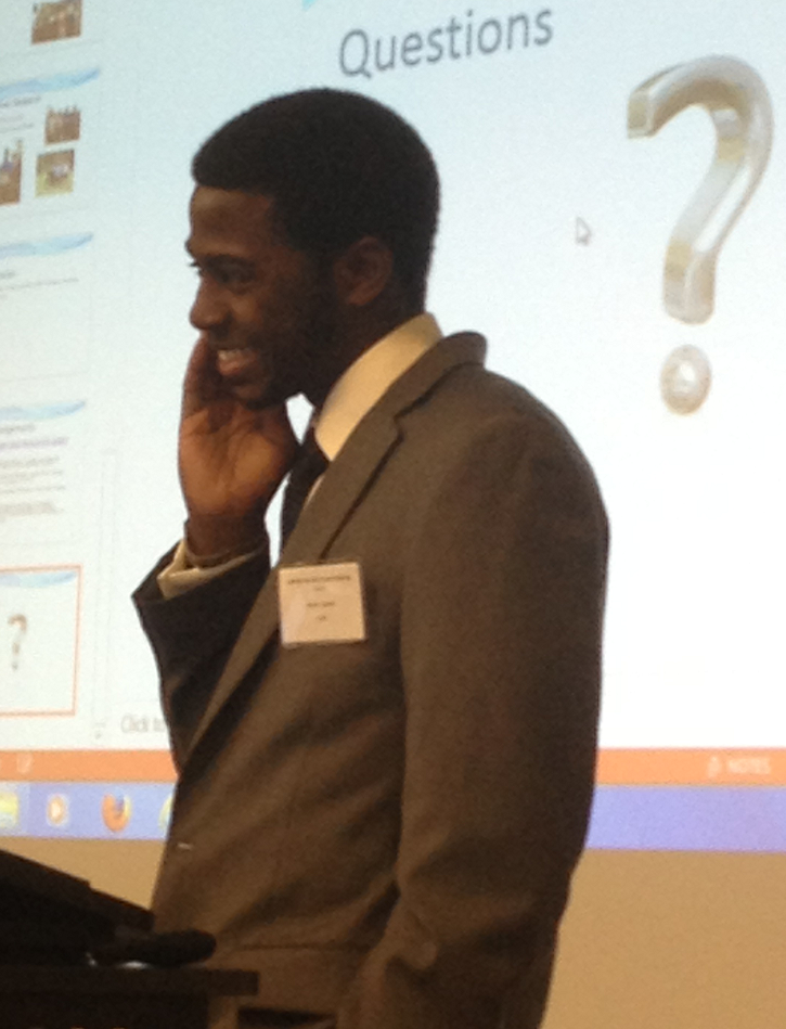 LASG student Andre Spears concludes his presentation at the LaSPACE meeting