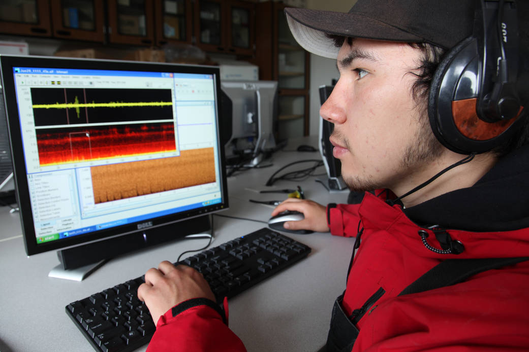 Student from Alaska Space Grant using sound analysis software
