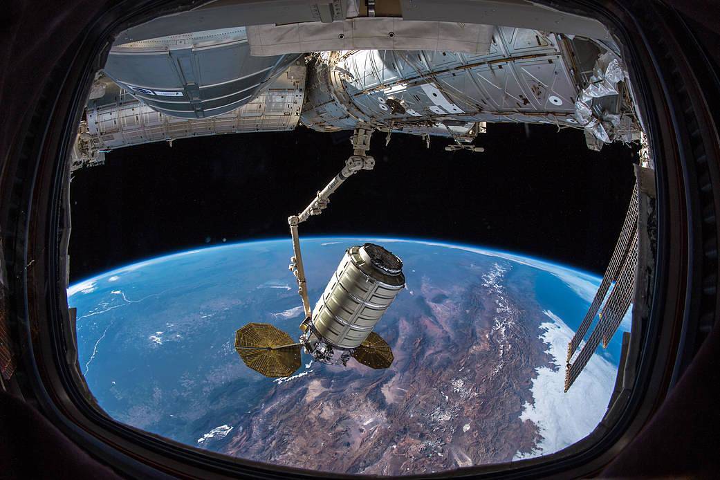Picture of Cygnus leaving ISS with SlingShot attached