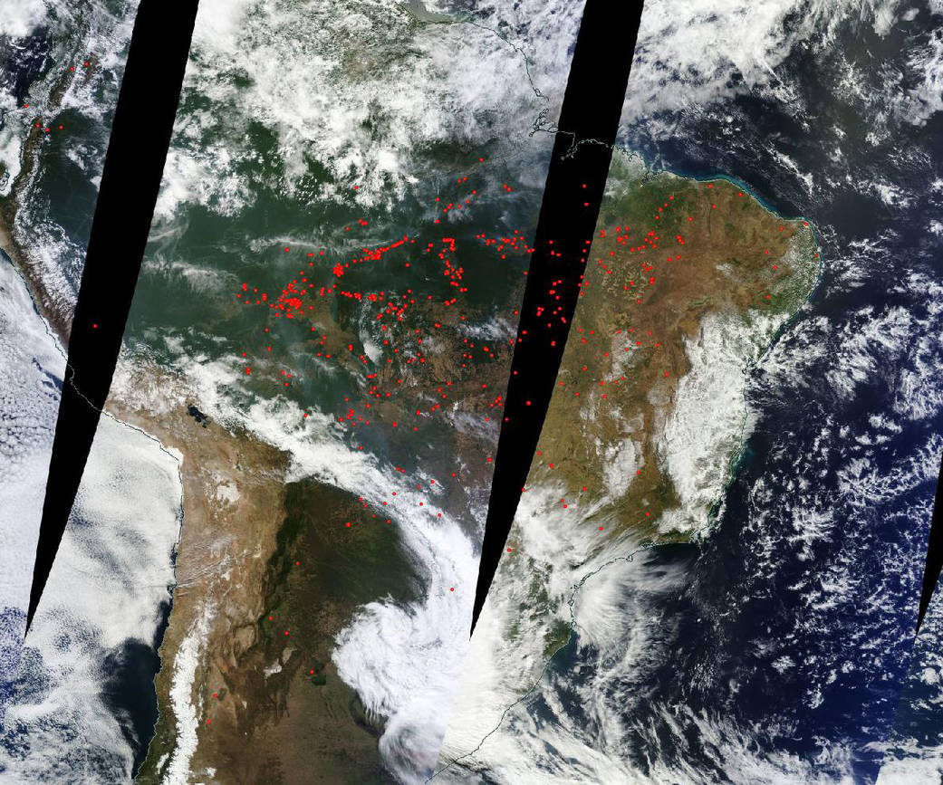 Terra image of fires in Brazil