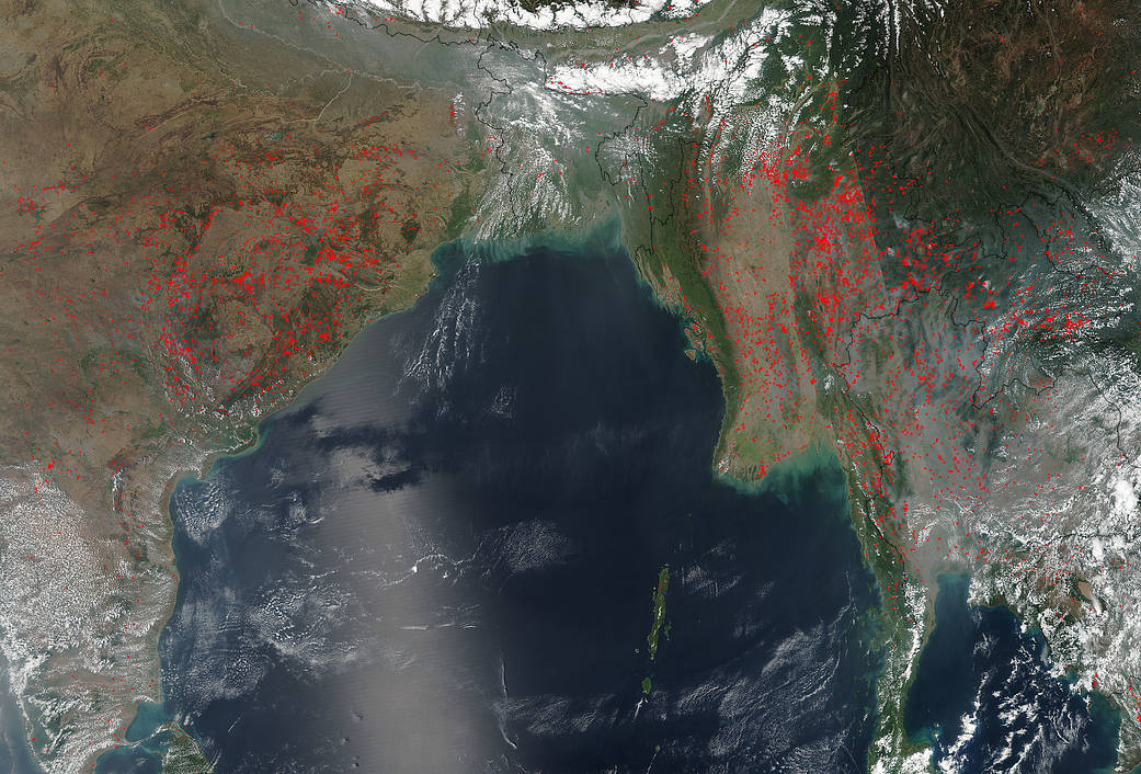 Southern Asia agricultural fires