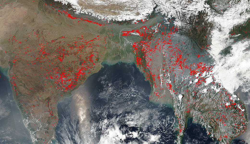 agricultural fires in southern Asia