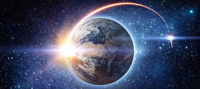 Earth in space with a shooting star - Ames Exploration Technology