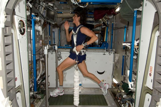 Astronaut Suni Williams Excercises on Treadmill