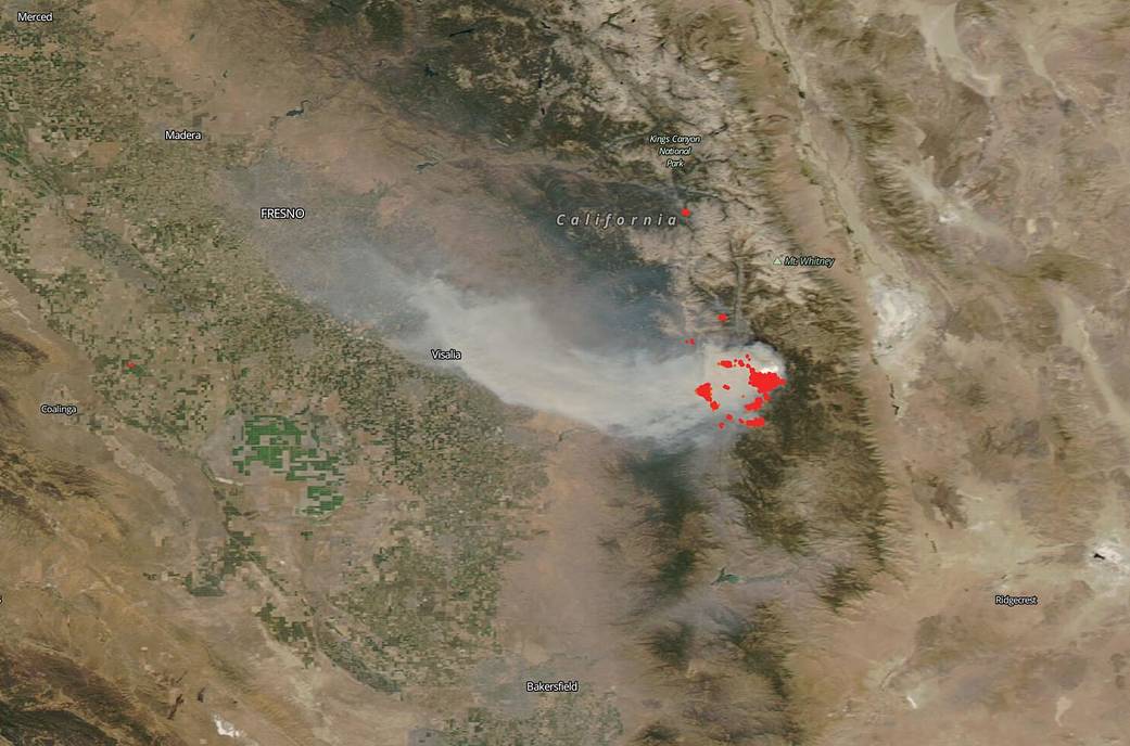 Aqua image of SQF Complex of fires in California