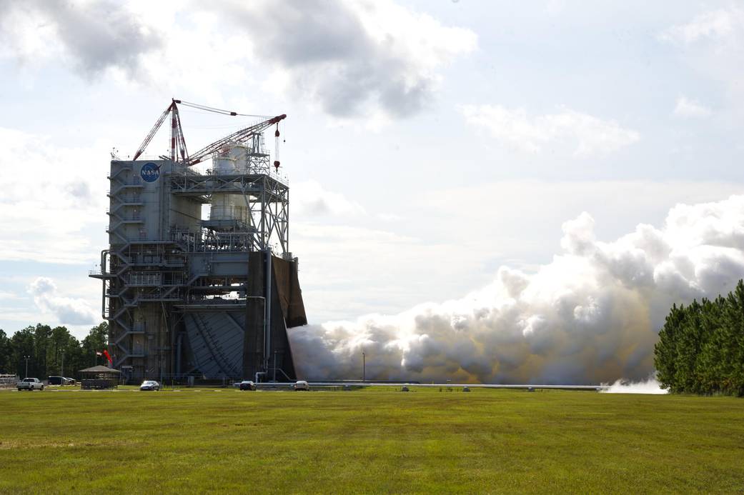 J-2X Engine No. 10002 is test fired for the final time on the A-1 test stand at NASA’s Stennis Space Center.