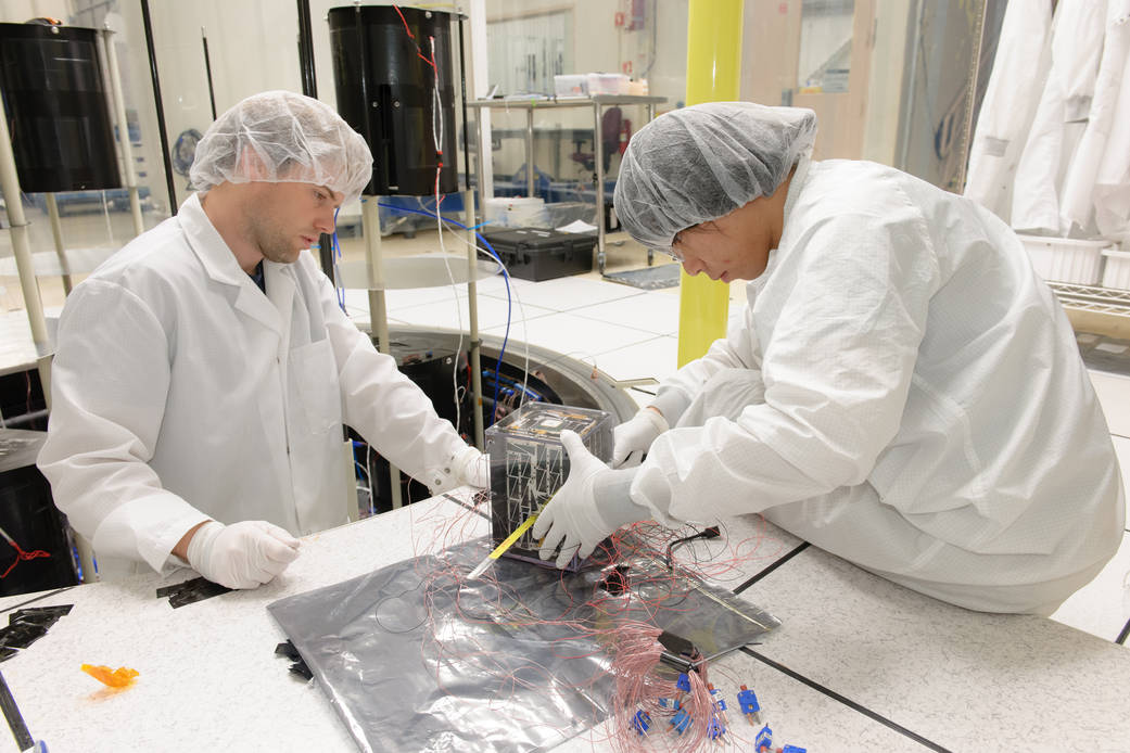 Nodes Satellites Being Prepared for Thermal Vacuum Testing