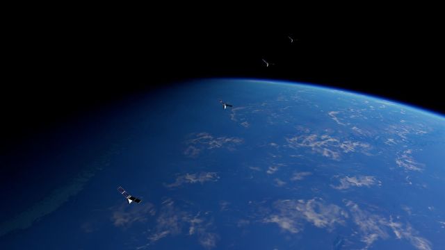 Starling satellite swarm over Earth