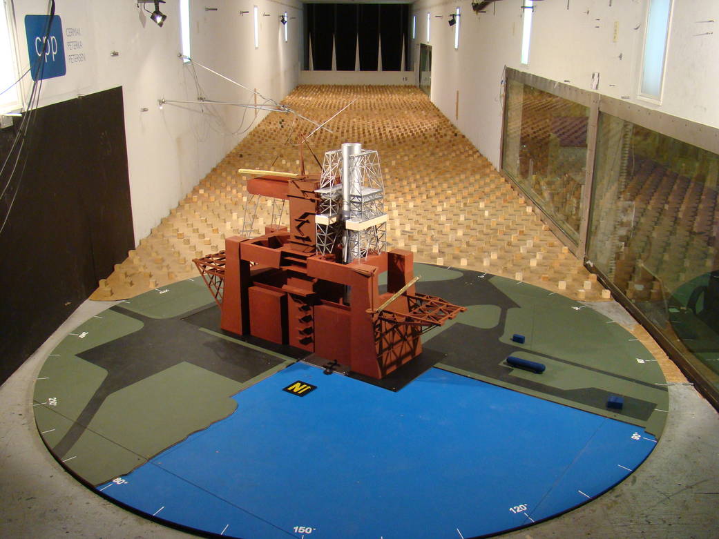 A scale model of the NASA Space Launch System core stage B-2 test stand successfully completed wind tunnel testing Aug. 8. 