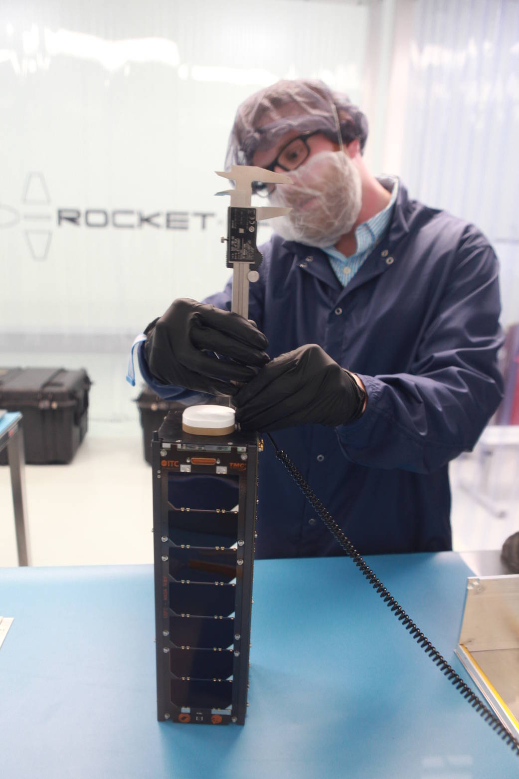 The STF-1 CubeSat is prepared for launch.