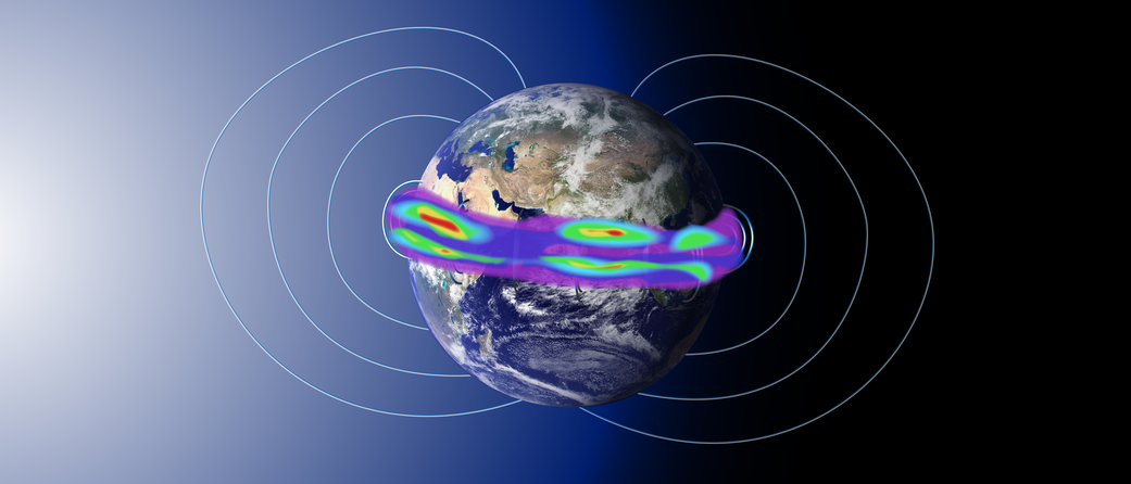 illustration of Earth with magnetic field lines and airglow