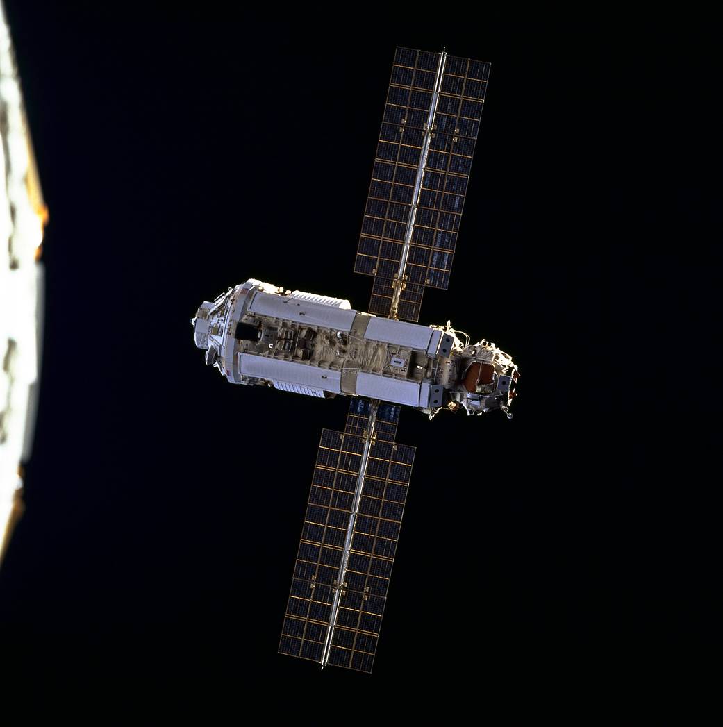 zarya module with solar arrays deployed