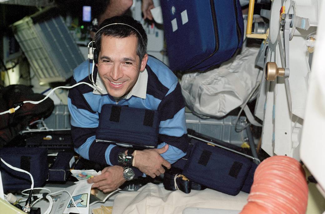 Astronaut John B. Herrington, STS-113 mission specialist, pictured on the middeck of the Space Shuttle Endeavour.