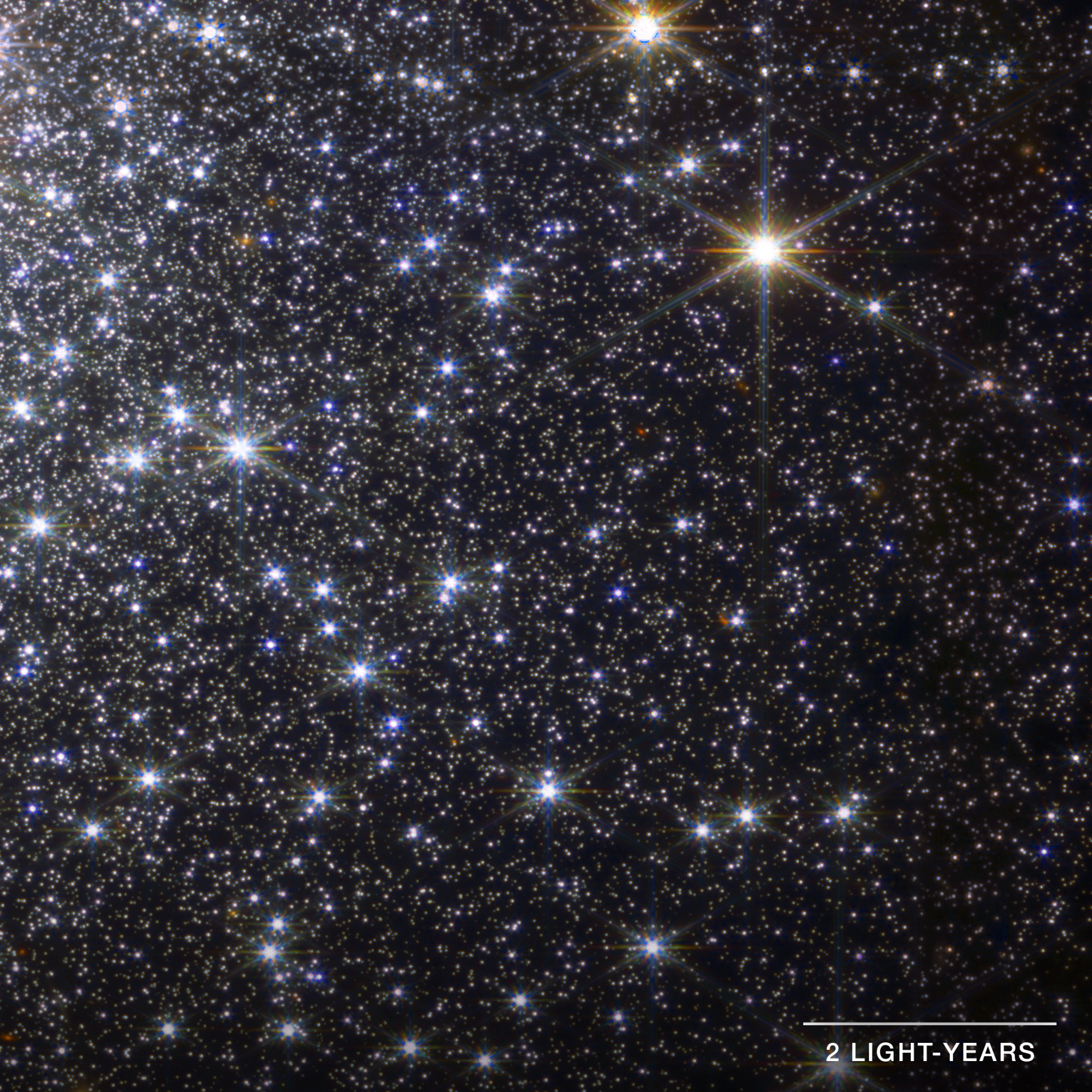 Detail of the globular cluster M92 captured by Webb’s NIRCam instrument.