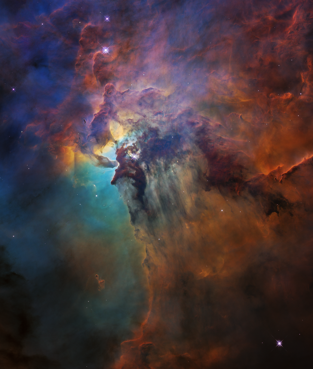 aqua, magenta, black, colorful clouds in space