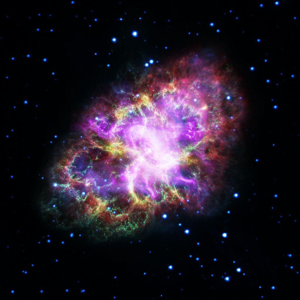 A detailed image of the Crab Nebula.