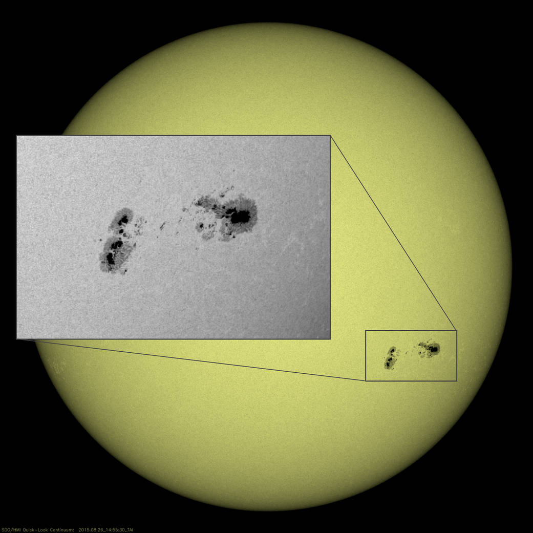 SDO sees sunspot group traverse the face of the sun, Aug. 21-26, 2015.