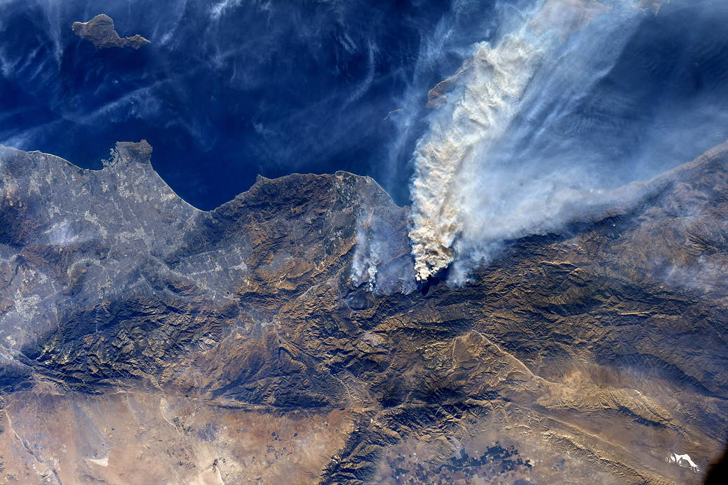 Space station view of wildfires