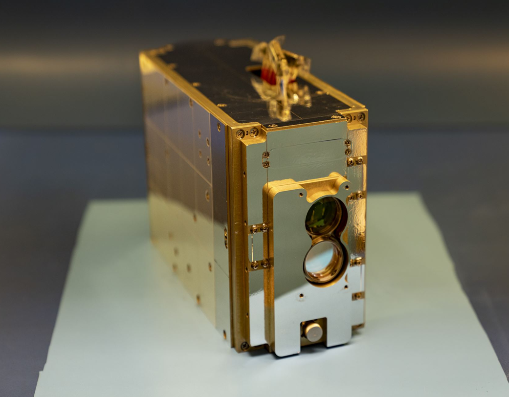 The completed TeraByte InfraRed Delivery (TBIRD) payload at the Massachusetts Institute of Technology Lincoln Laboratory.