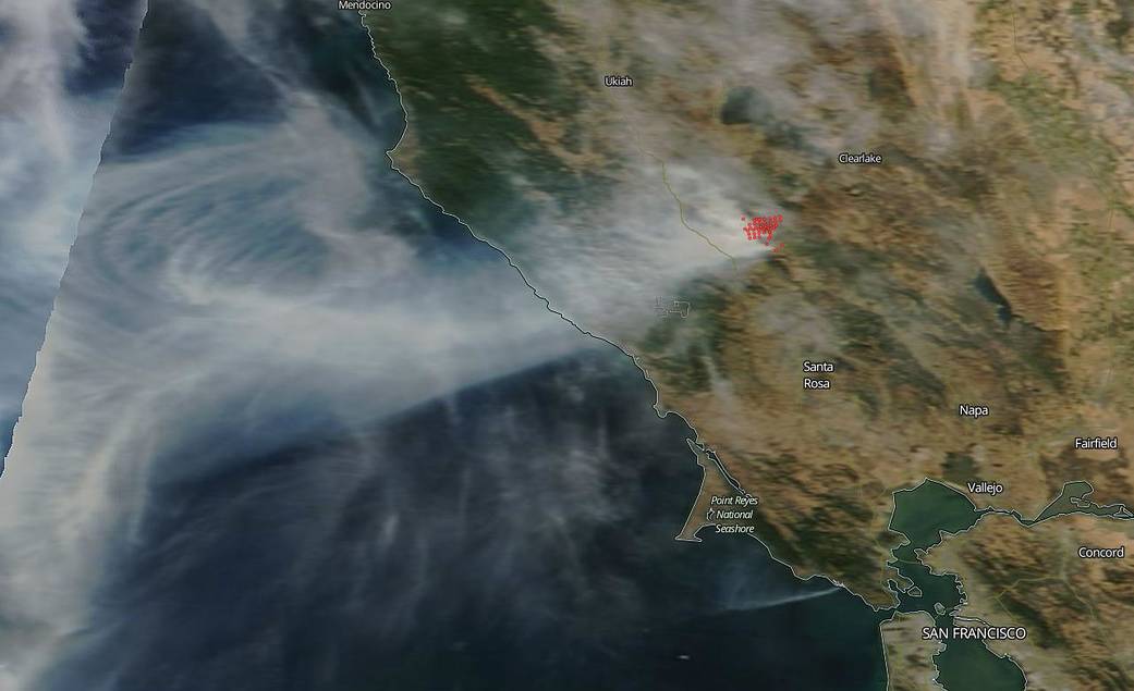 Terra image of Kincade fire