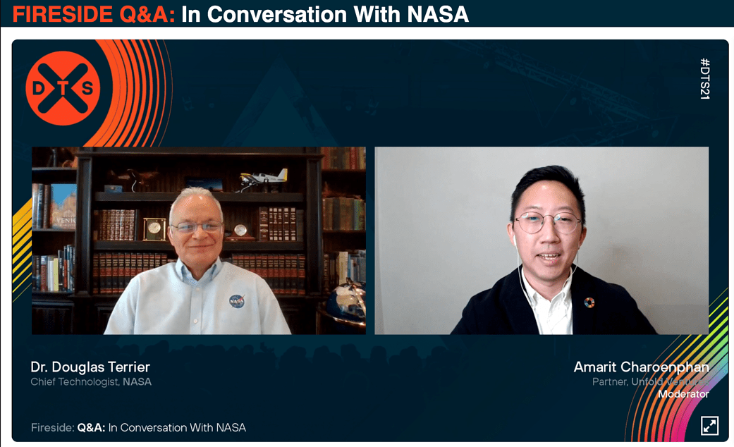 Screen capture of Fireside Q&A: In Conversation with NASA.